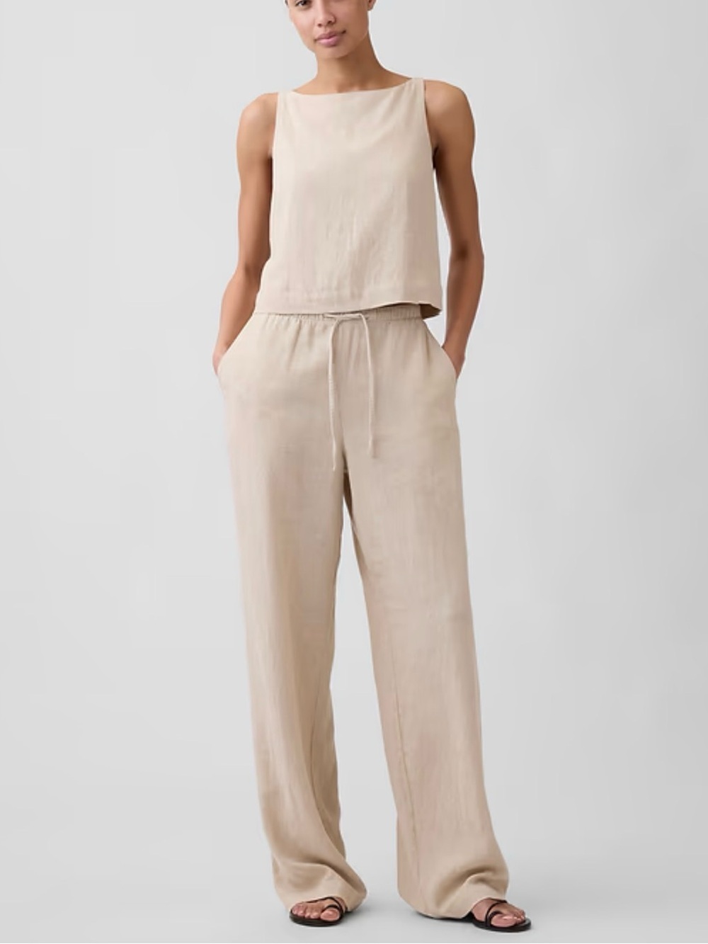 BNWT gap factory linen blend flax SET - pants petite XS & top XS